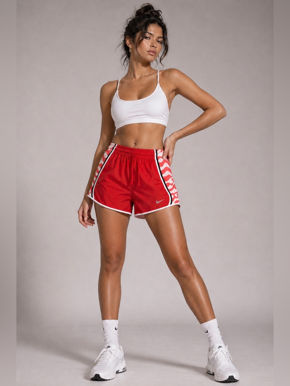 Nike dry fit shorts bright coral red stripe xs